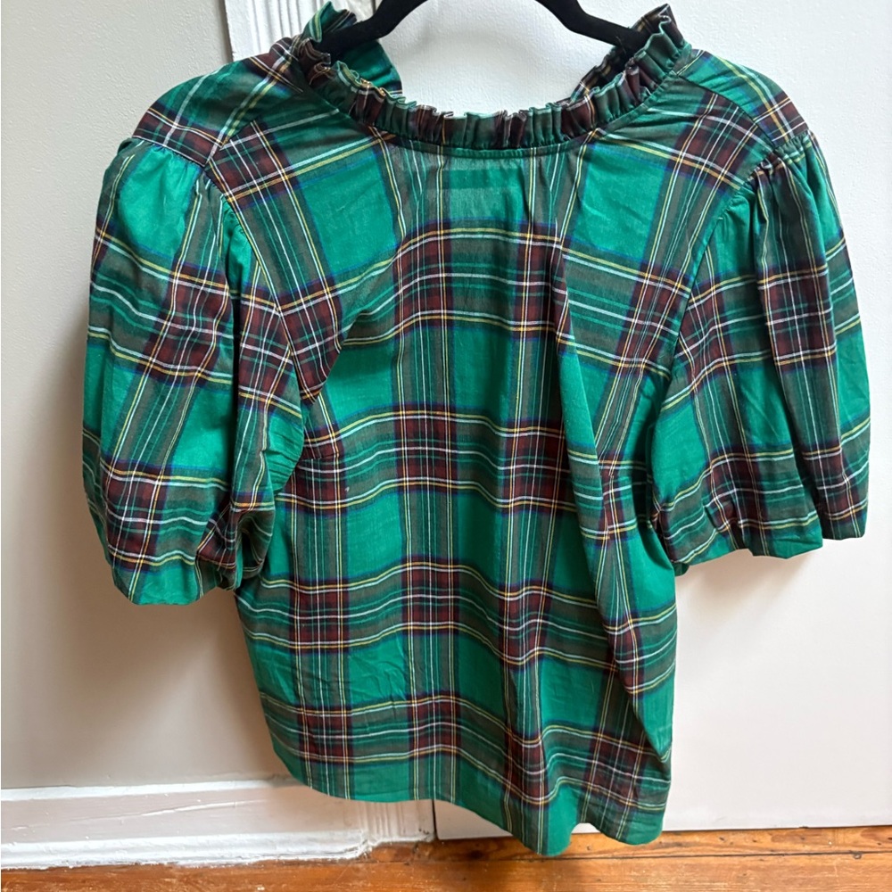 Plaid Green Blouse